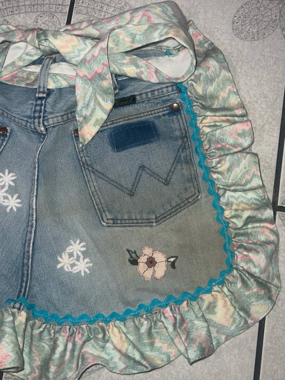 Vintage custom wrangler jean apron